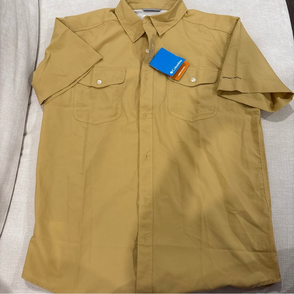 Columbia Utilizer II solid short sleeve shirt size M mustard NWT Omni-Wick